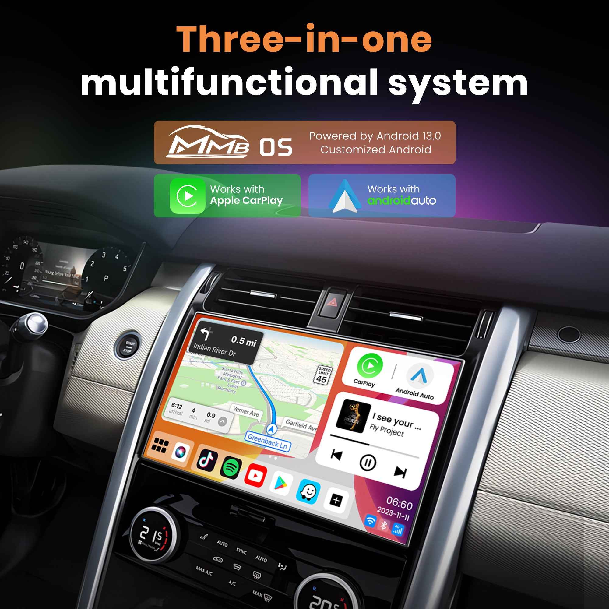 MMB Max 5.0 Ai Box Android 13 Multimedia Wireless Carplay Adapter