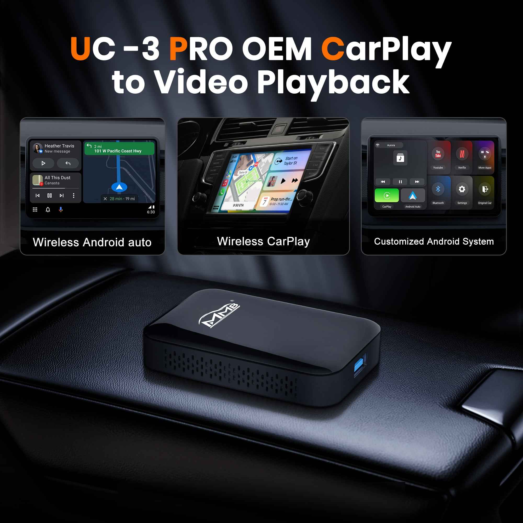 MMB TV Box 2+8G Wireless Carplay And Android Auto Adapter With Built-in Netflix/YouTube